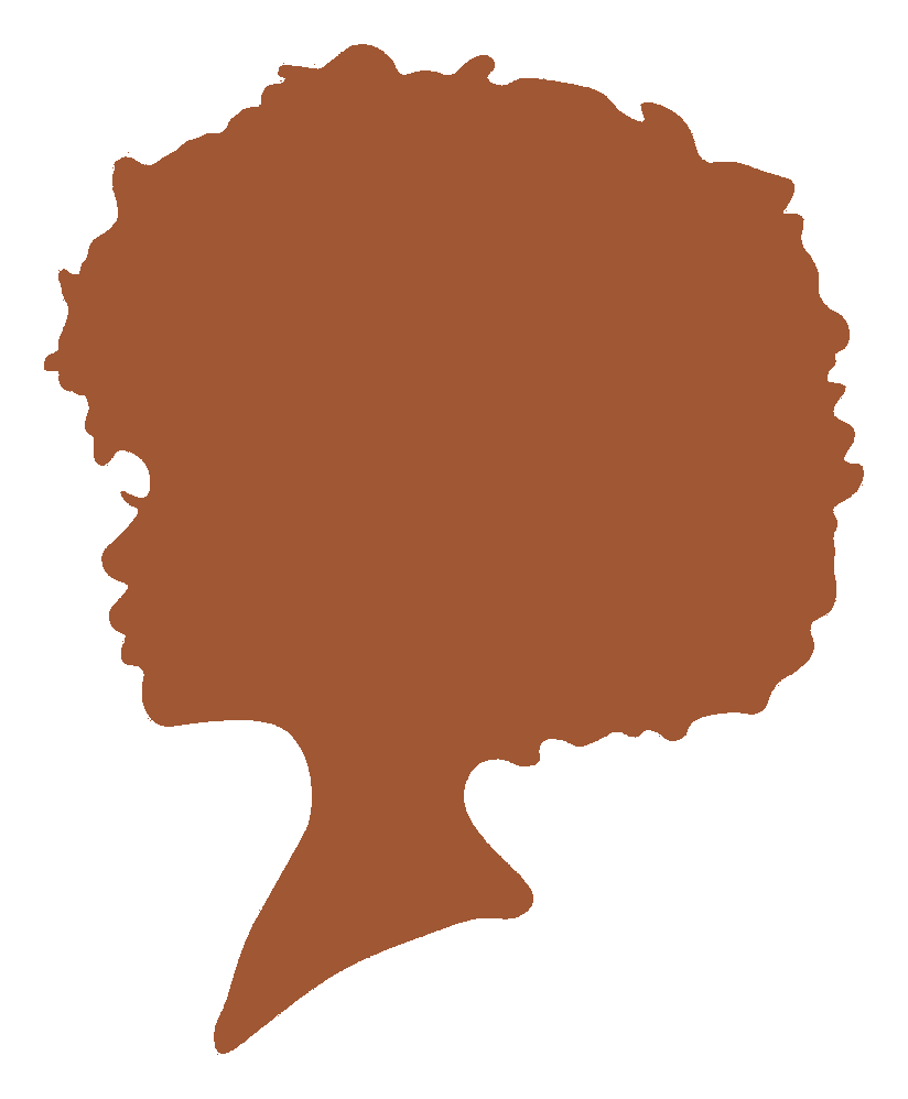 Identidade visual de Isabella Sampaio: silhueta de perfil com cabelo crespo e o símbolo psi dentro de uma lâmpada